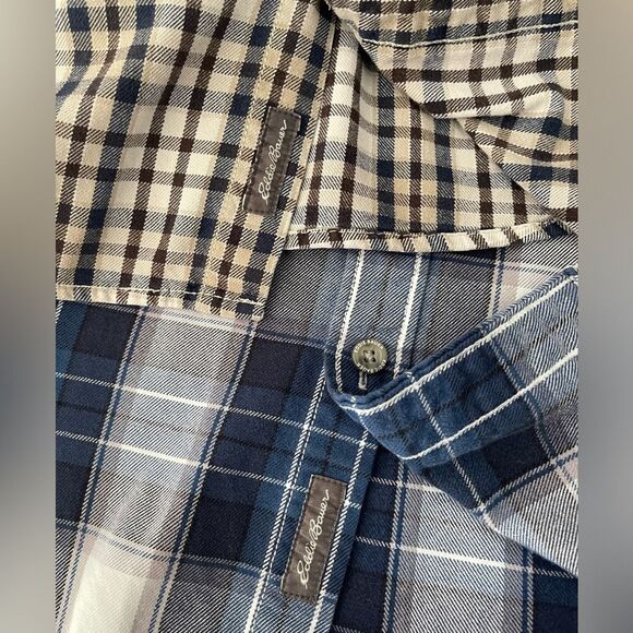 eddie bauer flannel shirt Bundle Of Two Classic Plaid mens Medium - Picture 2 of 8